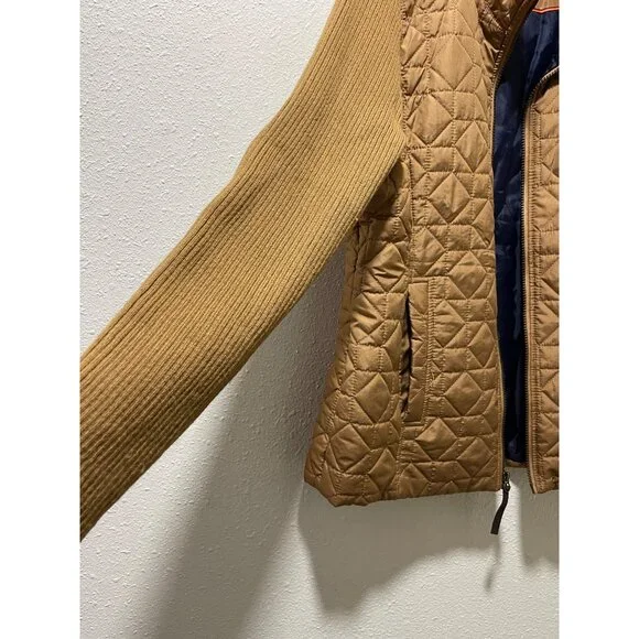 G.H. Bass & Co. Women’s Quilted Jacket Size L Brown Ribbed Sleeves Zip Up - Picture 6 of 16